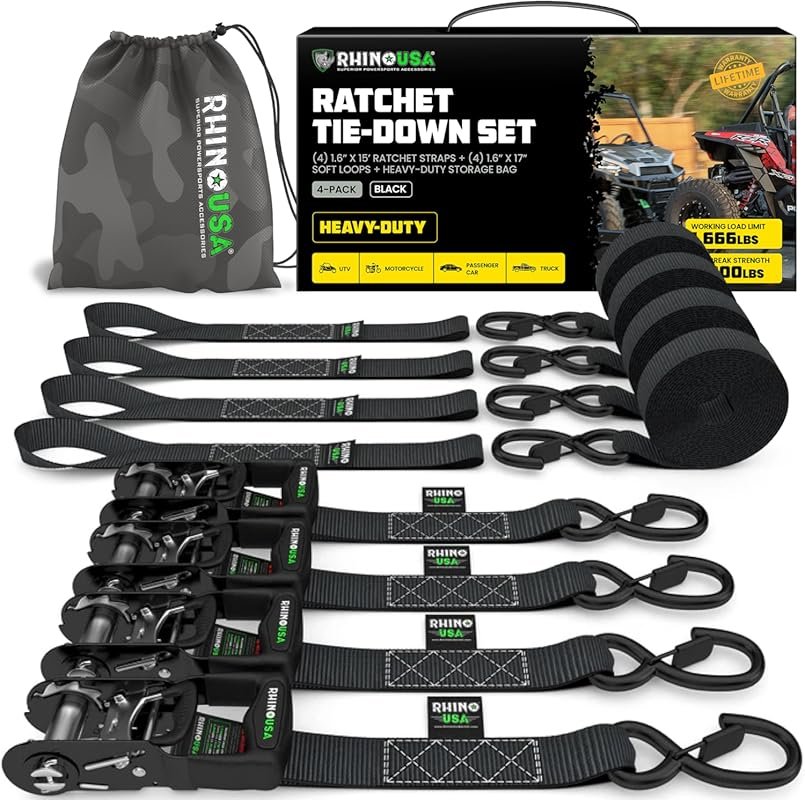 Rhino USA Ratchet Straps Heavy Duty Kit