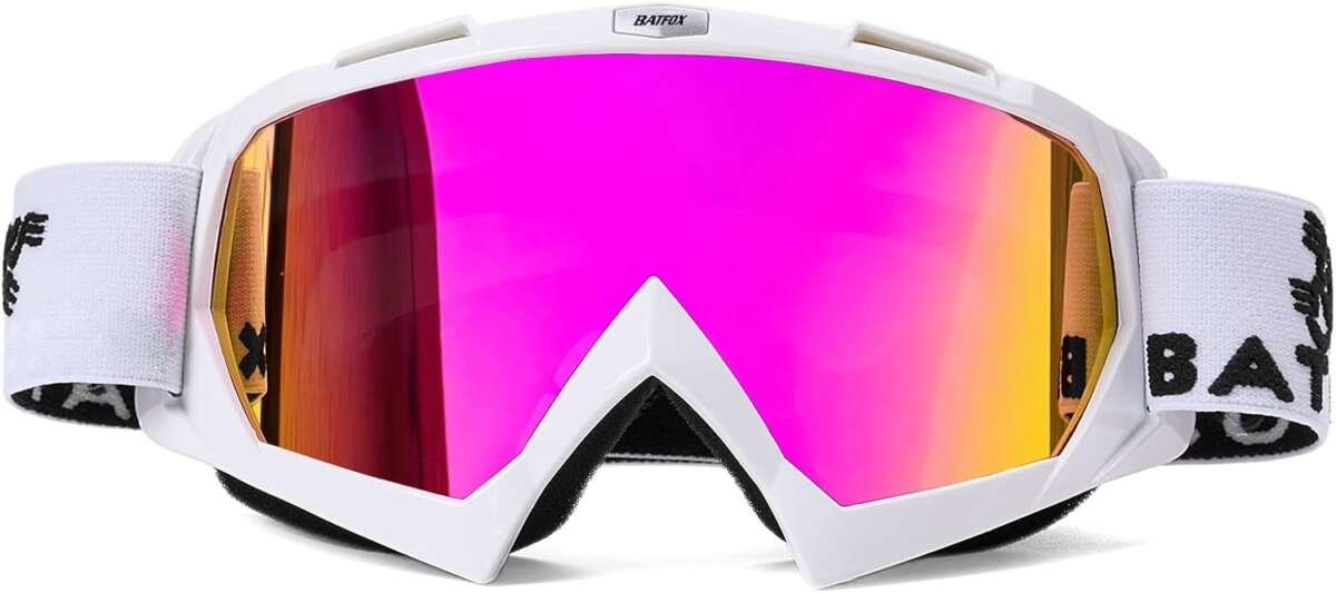 BATFOX Dirt Bike ATV Goggles with UV400, Anti-Slip Strap & Dustproof P