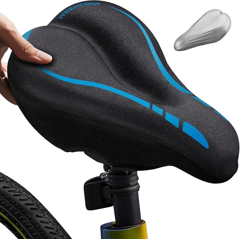 MEENCOOL Gel Bike Seat Cushion: Soft Padded Cover for Men, Women, Pelo