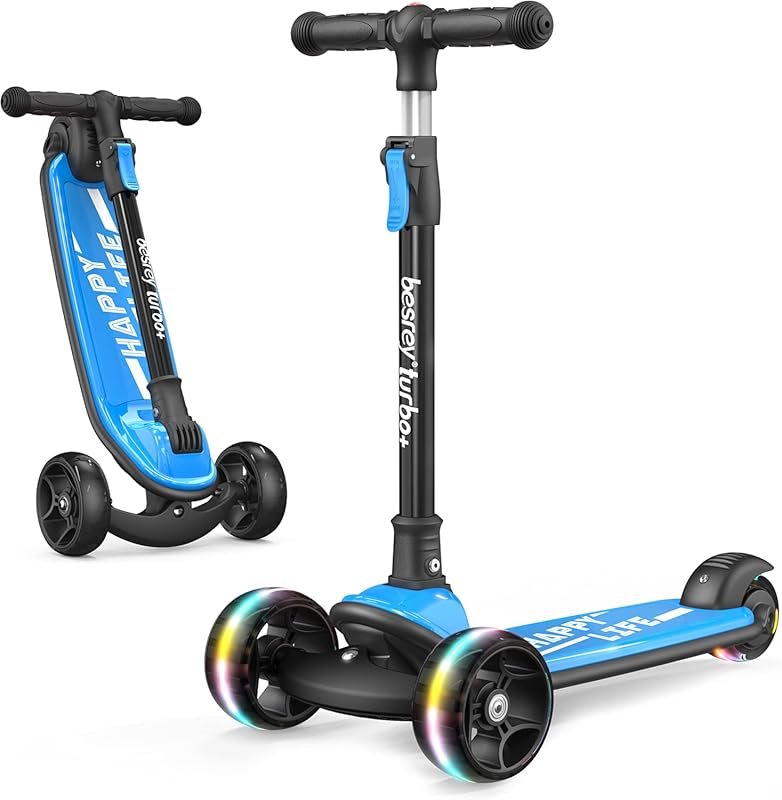 Besrey 3-Wheel Folding Kids Scooter: Adjustable Height, LED Wheels, Ex