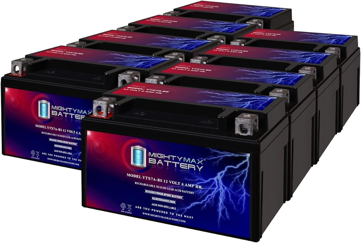 Mighty Max Battery ytx7a-bs for Tao Tao 50cc Scooter 2009 (8 Pack)