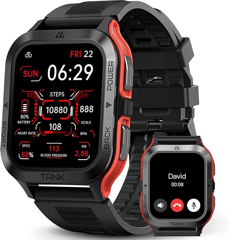 AMAZTIM Rugged Smart Watch with 60-Day Battery, 1.85