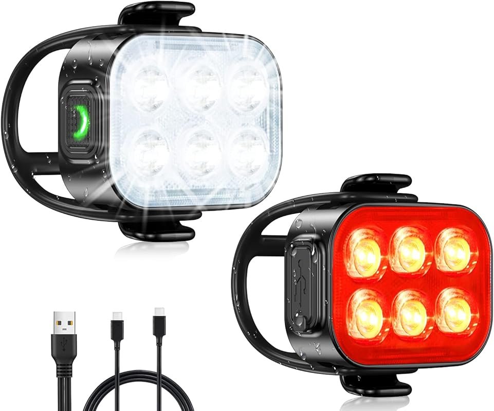 Zewdov USB Rechargeable Bike Lights Front & Back Set for Night Riding