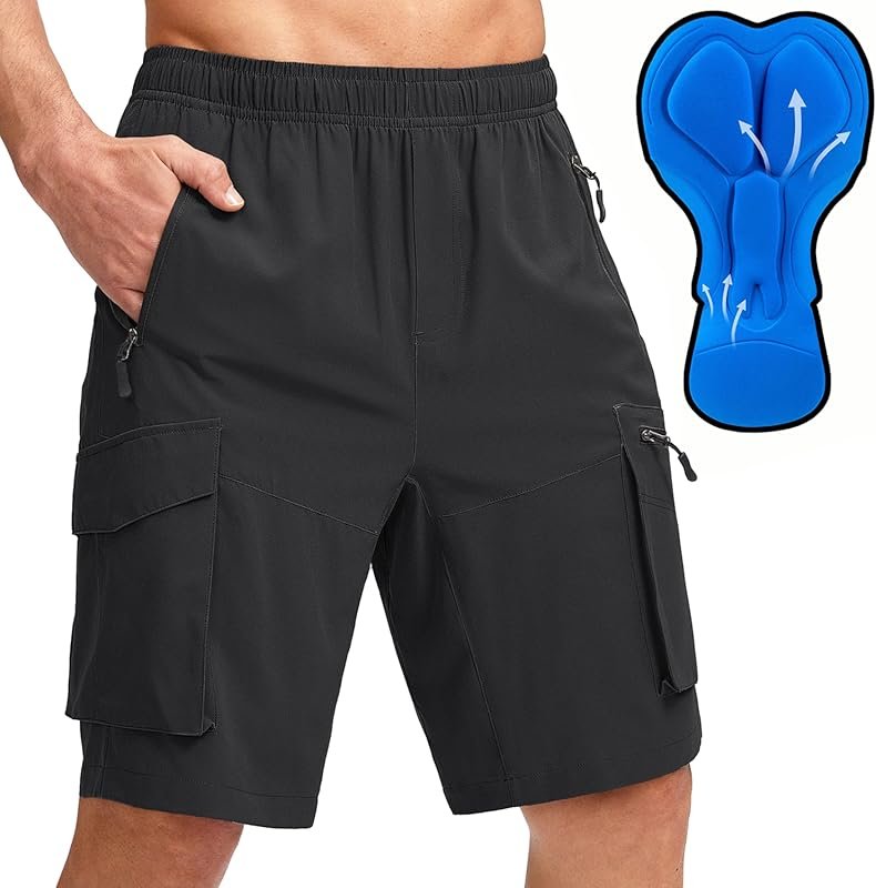 Bikewa Men's 3D Padded Mountain Bike Shorts: Loose-fit, Zipper Pockets