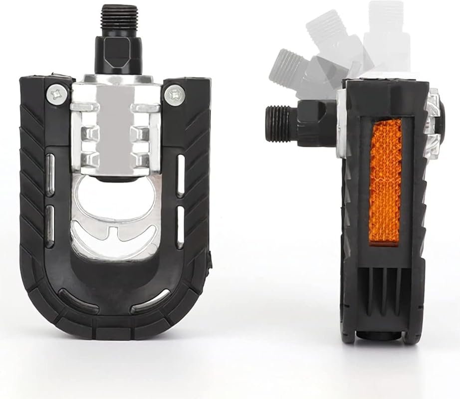 Folding Bike Pedals with Reflective Strips, Aluminum Non-Slip Flat Ped