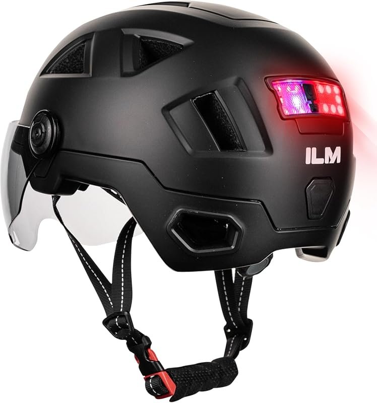 ILM Smart Adult Bike Helmet with Turn Signal & Brake Warning LED Light
