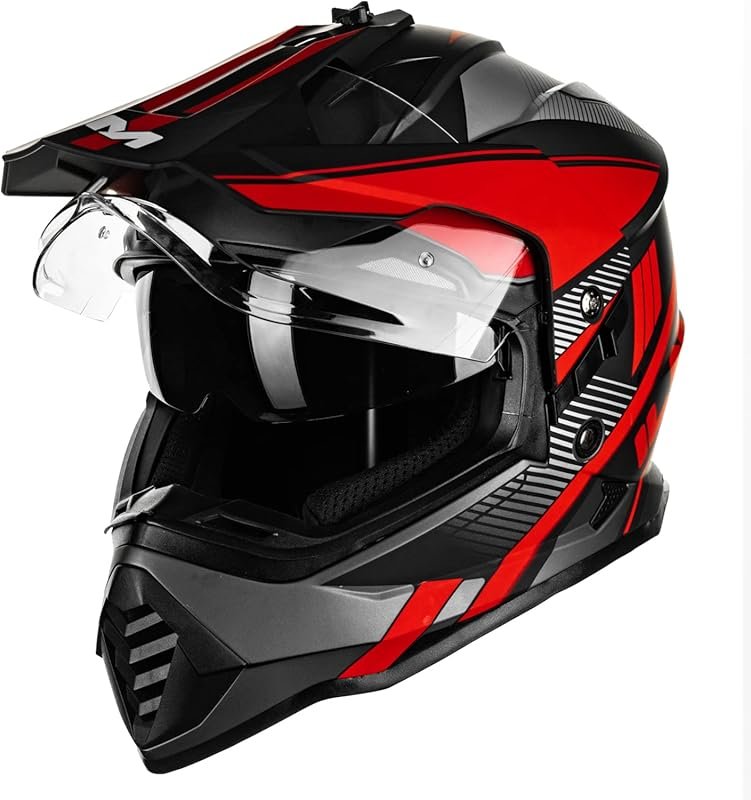 ILM Dual Sport Adventure Helmet with Pinlock & Sun Visor – DOT Approve