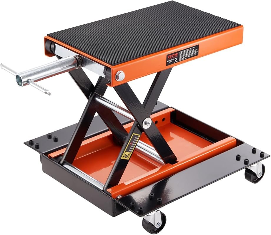 VEVOR 1100 LBS Motorcycle Lift Jack with Dolly & Hand Crank for All Bi
