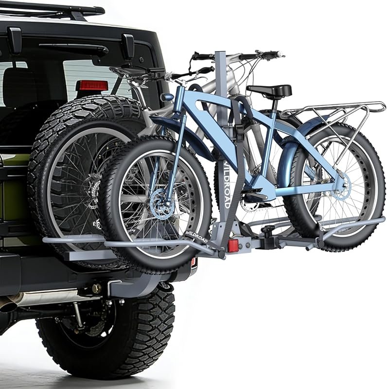 WILDROAD Smart Tilting 2-Bike Hitch Rack for Fat Tire & E-Bikes, 180 l