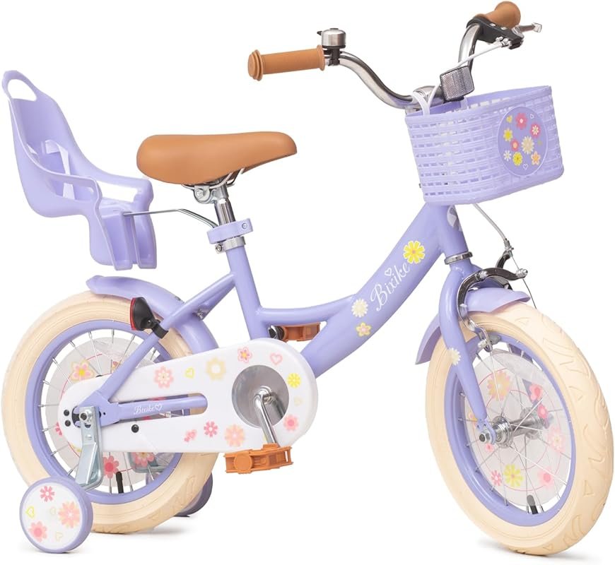 Bixike Princess Style Kids Bikes 12-20 Inch with Training Wheels, Doll