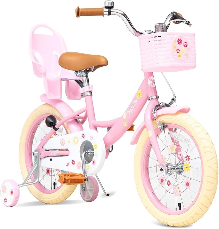 Bixike Girls Bike with Basket for Toddlers and Kids Aged 3-14 Years Ol