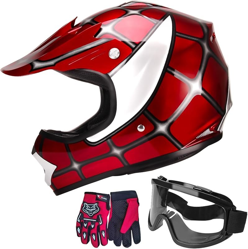 JAGASOL DOT Approved Youth Motocross Helmet for Kids 8-14 – Includes G