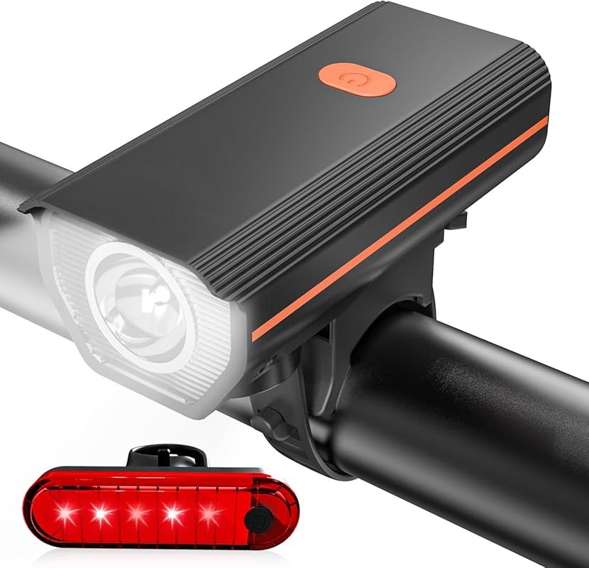 Ultra Bright Rechargeable Bike Lights for Night Riding, Headlight & Ta