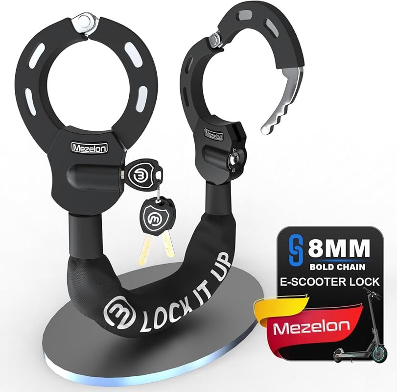 Mezelon Electric Scooter Lock: 8mm Heavy Duty Anti-Theft Chain Bike Lo