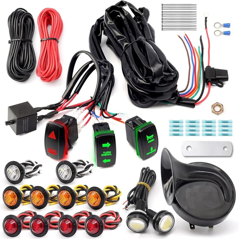 Pre-wired Universal ATV UTV Turn Signal Kit, Street Legal Blinker Syst