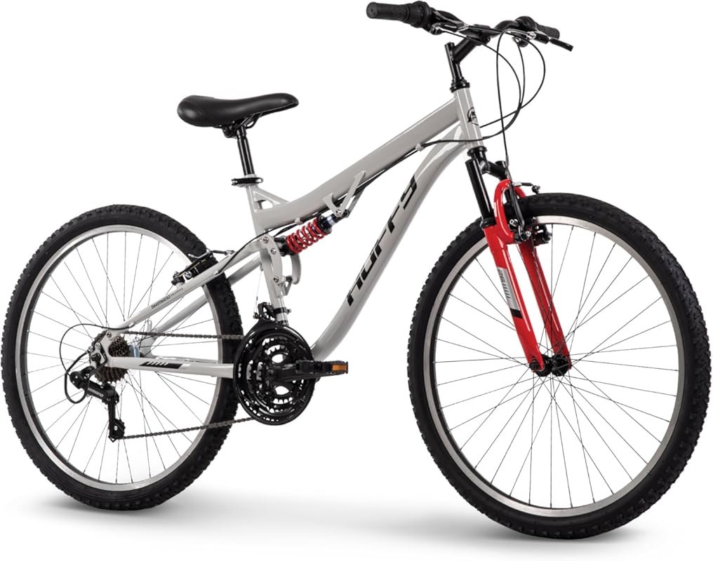 All-Terrain Huffy Mountain Bike with Shimano Gears, Adjustable Saddle,