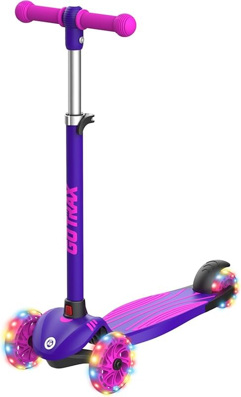 Gotrax KS1 Kids Kick Scooter: LED Wheels, 3 Adjustable Heights, Lean-t