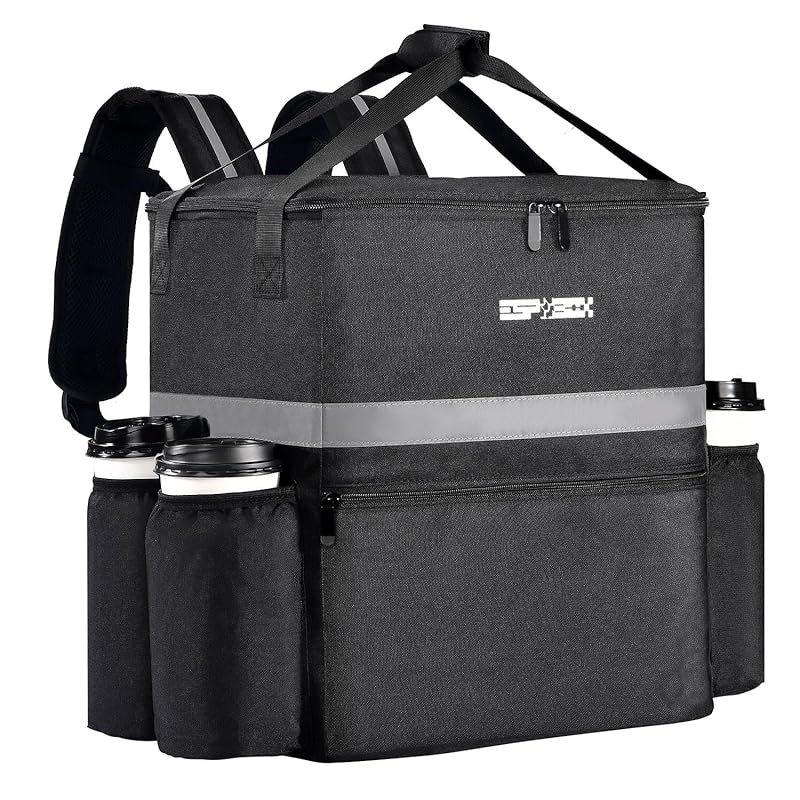 Large Insulated Food Delivery Backpack w/4 Cup Holders