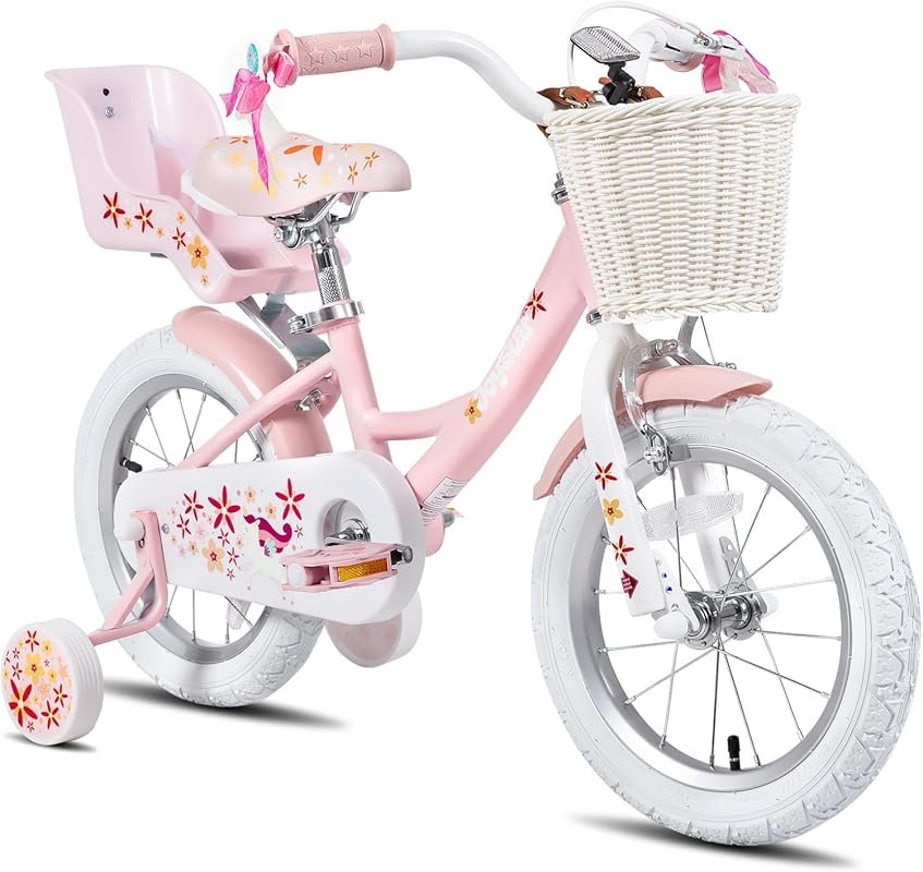 JOYSTAR Unicorn Girls Bikes 12-18 Inch with Training Wheels, Doll Seat