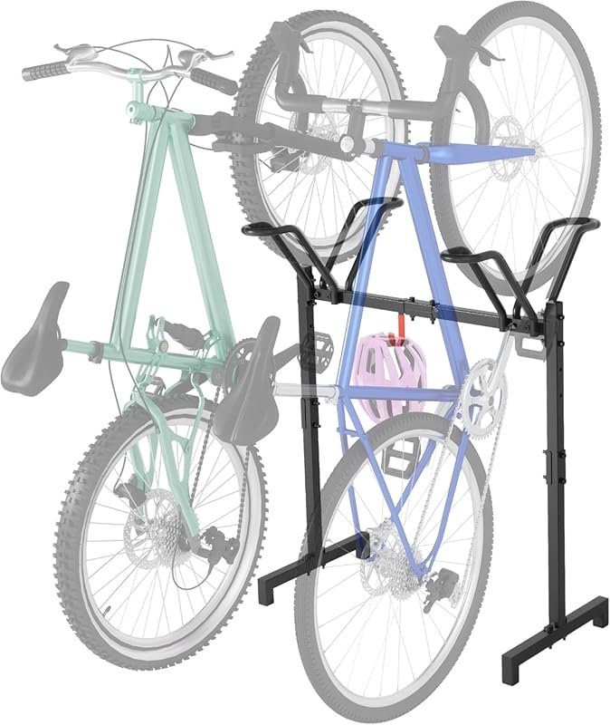 Sttoraboks Adjustable Bicycle Floor Stand Rack with Hook for Garage/In