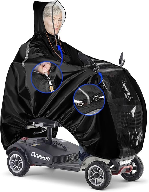 420D Oxford & EVA Mobility Scooter Rain Cover - Waterproof Poncho for 