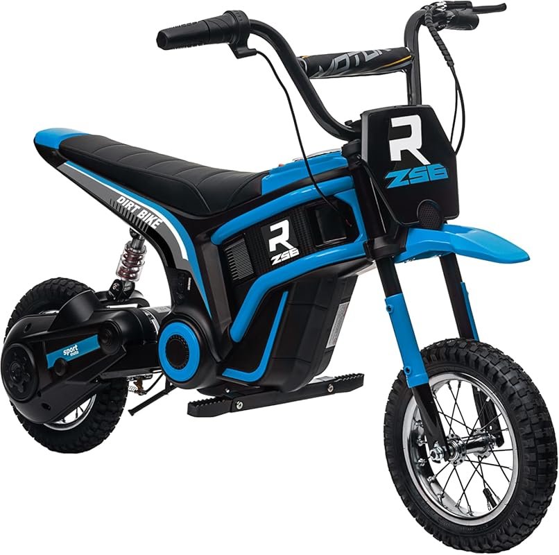 Aosom 24V 350W Electric Dirt Bike with Twist Grip Throttle, Music Horn