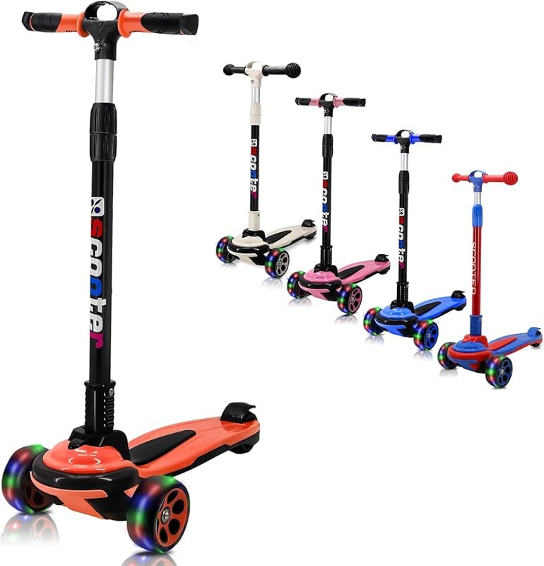 3-Wheel Kick Scooter for Kids/Teens 6-18, Wide Deck, Foldable, LED Fla