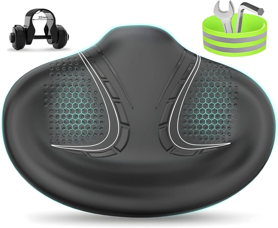 BLUEWIND New Noseless Oversized Bike Seat: Wide Backrest Saddle for El