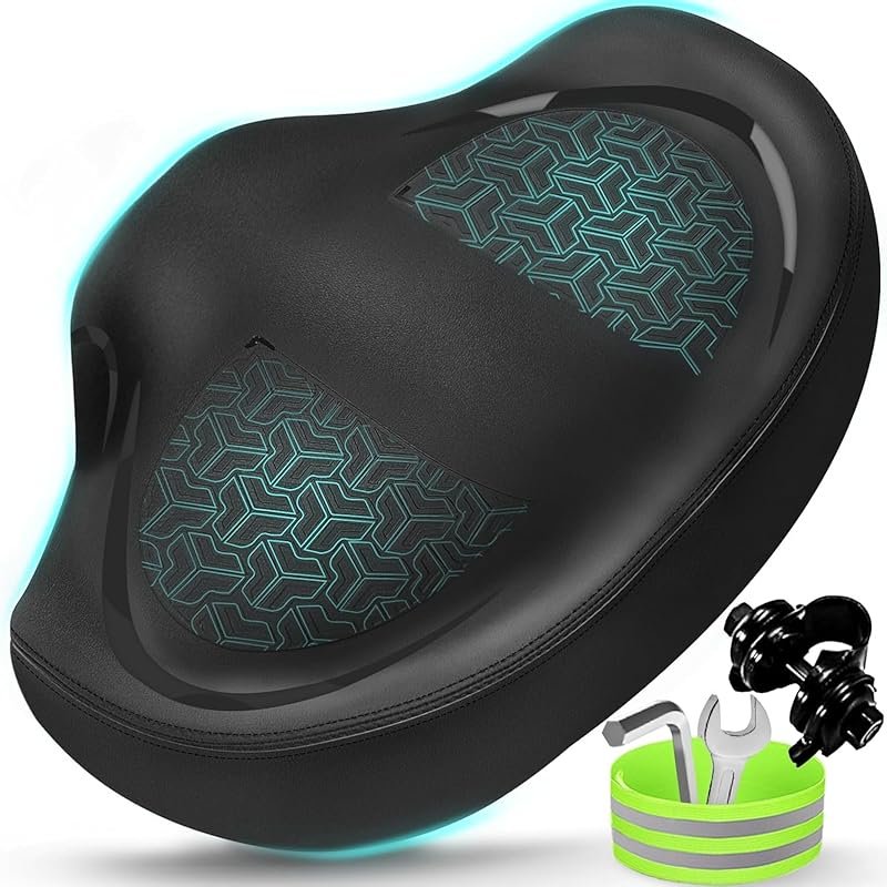Wide Padded Noseless Bike Seat: Extra Comfort Oversized Saddle for Pel