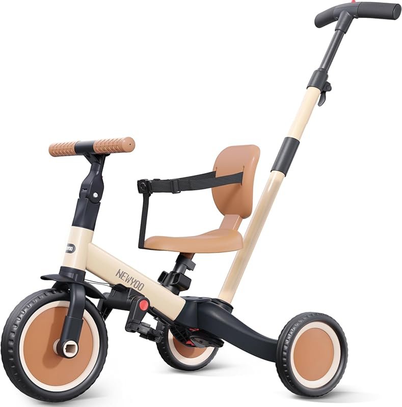newyoo Khaki TR007 5-in-1 Toddler Trike – Push Handle, Balance Mode, B