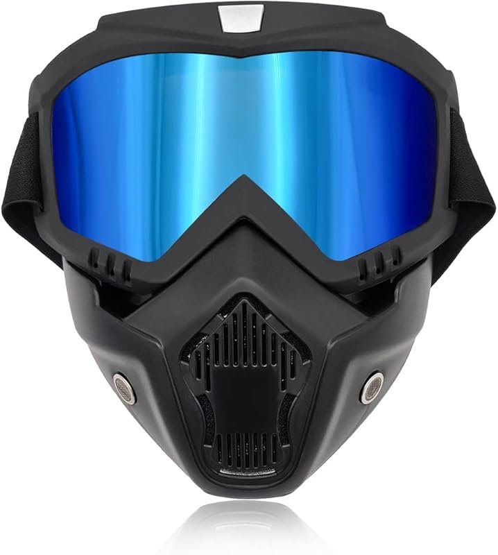 Sleek Ice Blue Motorcycle Goggles with Removable Mask