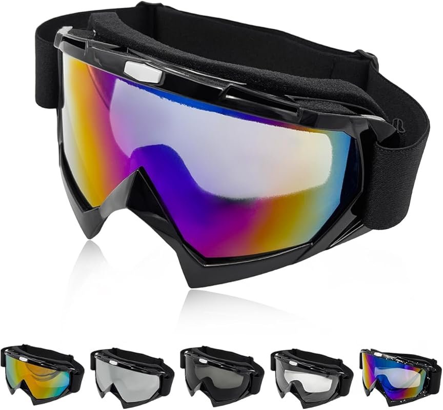 Ohleats Blue Colorful Windproof & Dustproof Dirt Bike Goggles for Men,