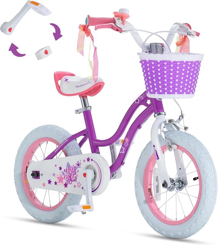 RoyalBaby Stargirl Girls Bike with Basket and Dual Handbrake for Toddl