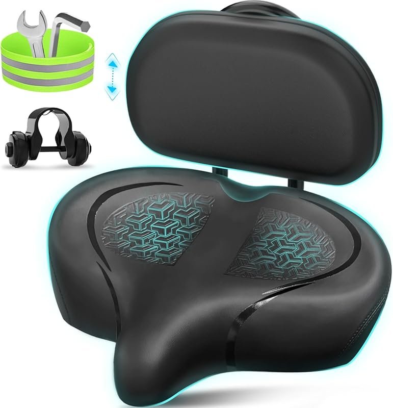 Oversized Comfort Bike Seat with Backrest for Men & Women, Universal F