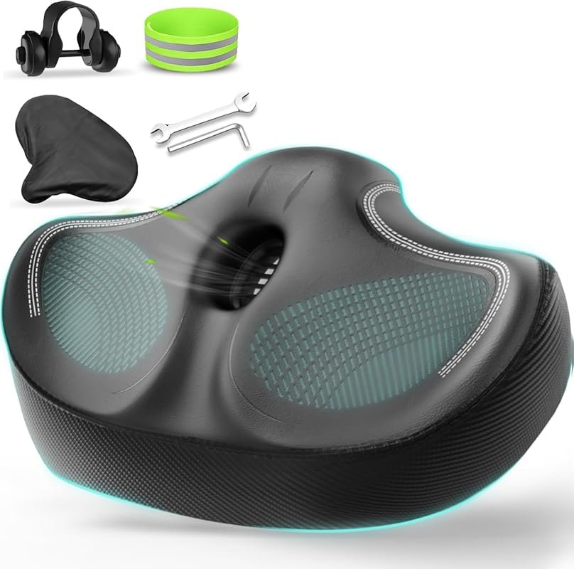 YODOTE Oversized Noseless Wide Bike Seat with Memory Foam Padding for 