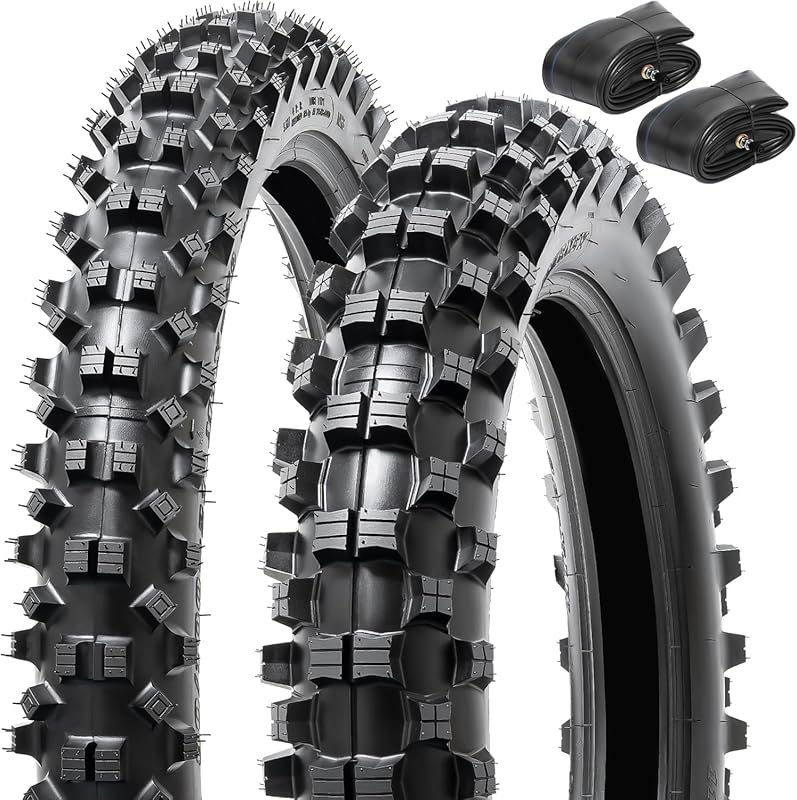 Compatible 110/100-18 & 80/100-21 Dirt Bike Tire and Inner Tube Set fo
