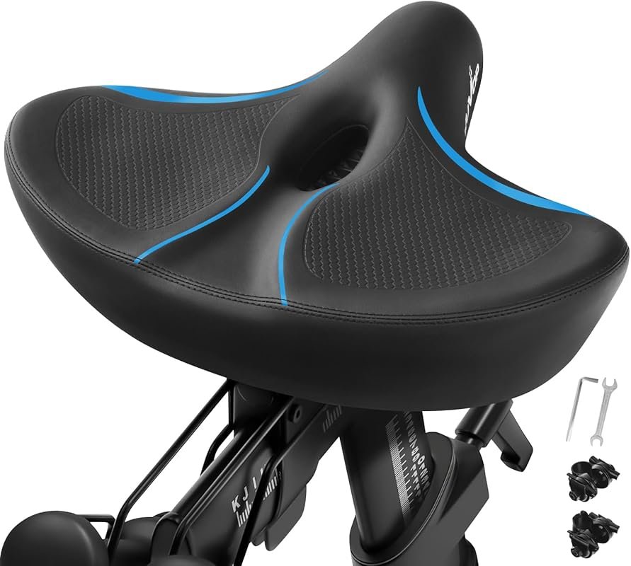 Extra Wide Comfort Bike Seat Compatible with Peloton, Echelon & Most E