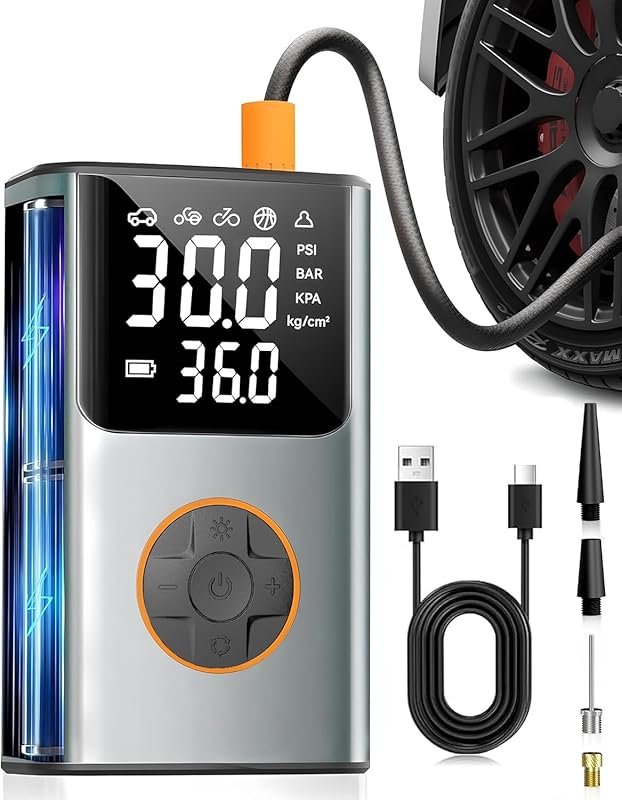 Portable Air Compressor 150PSI with Dual LCD Screen & Digital Gauge fo