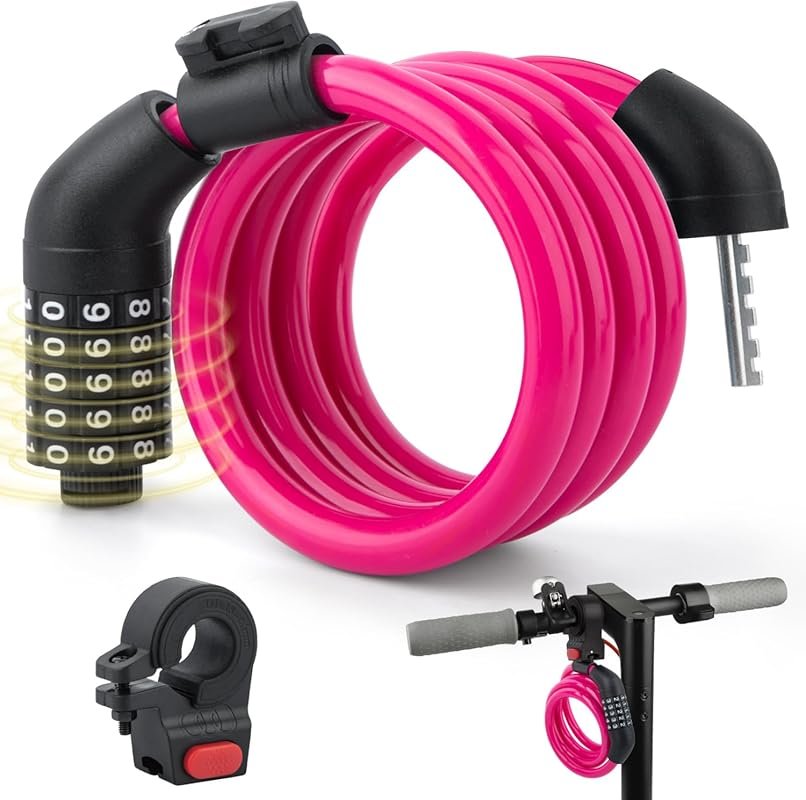 E Scooter Lock: 4ft 4-Digit Combination Cable Lock for Xiaomi, Ninebot