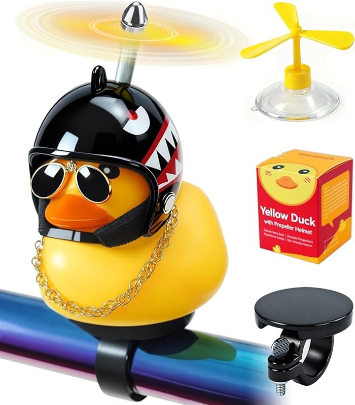 Rubber Duck Bike Decorations: Cute Squeak Bell with Propeller for Scooo