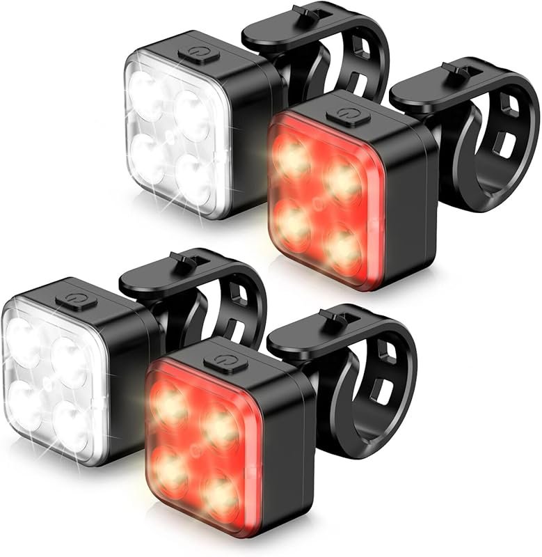 Akale Rechargeable Bike Lights Set: Waterproof Front and Rear Bicycle 
