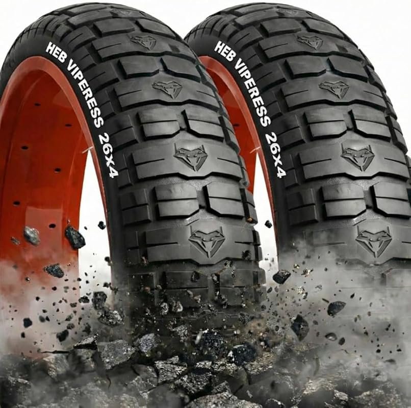 HEB Viperess 26x4.0 Fat Tire – Puncture Resistant, 3K-5K Mile Range for E-Bikes & Snow Use