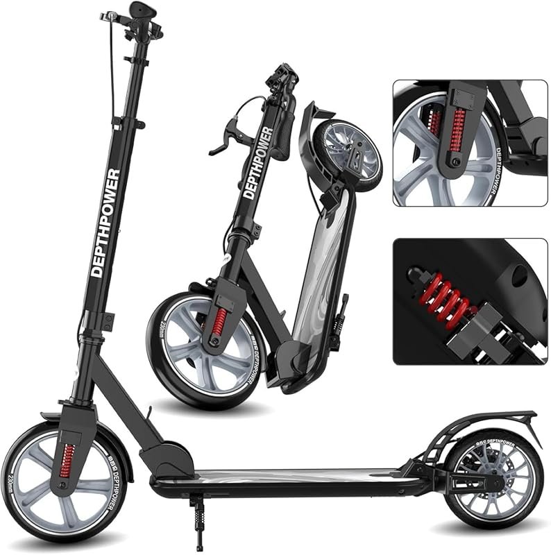 Big Wheels Commuter Kick Scooter for Kids 6+, Teens & Adults with Hand