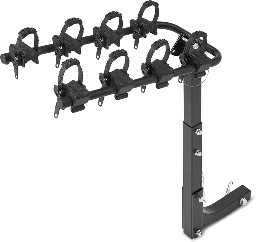 Amazon Basics 4-Bike Hitch Rack: 132 lb Capacity, Heavy-Duty Steel, Fo