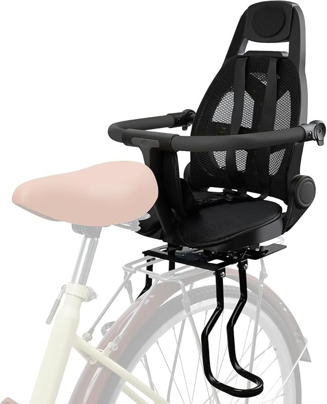 Rear Child Bike Seat with Backrest & Adjustable Width, Fits All Bicycl