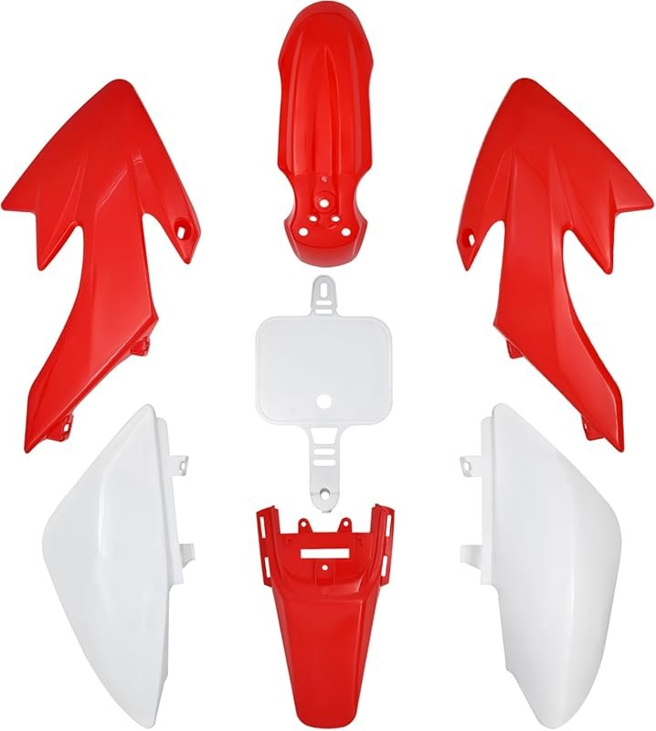 Vibrant Red & White CRF50 Plastics Kit Compatible with Honda CRF50 XR5