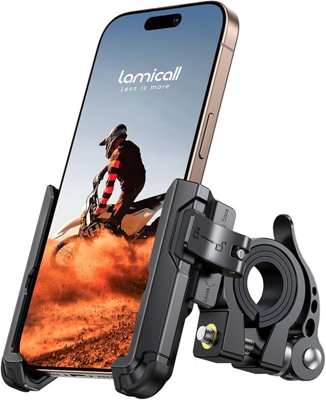 Lamicall Motorcycle Bike Phone Mount: No Camera Block, 1s Lock Clamp f