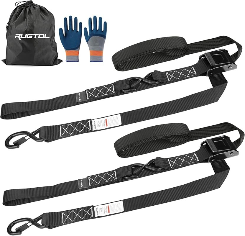 Rugtol Motorcycle Tie Down Straps, 1.5in x 10FT Cam Buckle Straps with