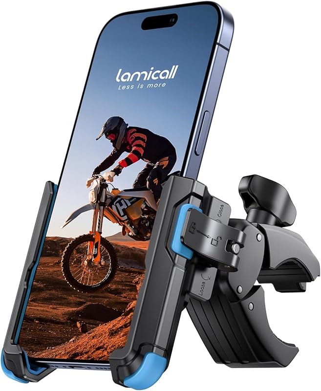 Lamicall Motorcycle Bike Phone Mount - 1s Quick Release Clamp for iPho