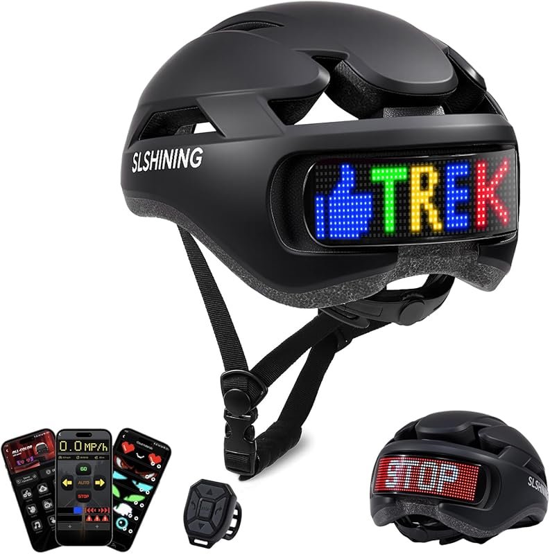 Smart LED Light Bike Helmet with Turn Signals, 360° Visibility & App C